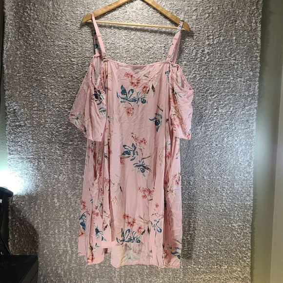 Torrid Mini Challis Cold Shoulder Trapeze Dress Pink Floral Size 4X Viscose - Picture 4 of 15